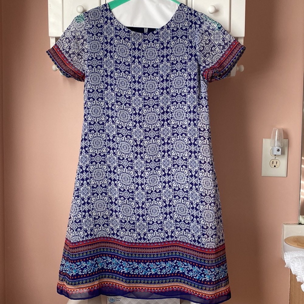 Tween Diva multicolor navy dress sz 16